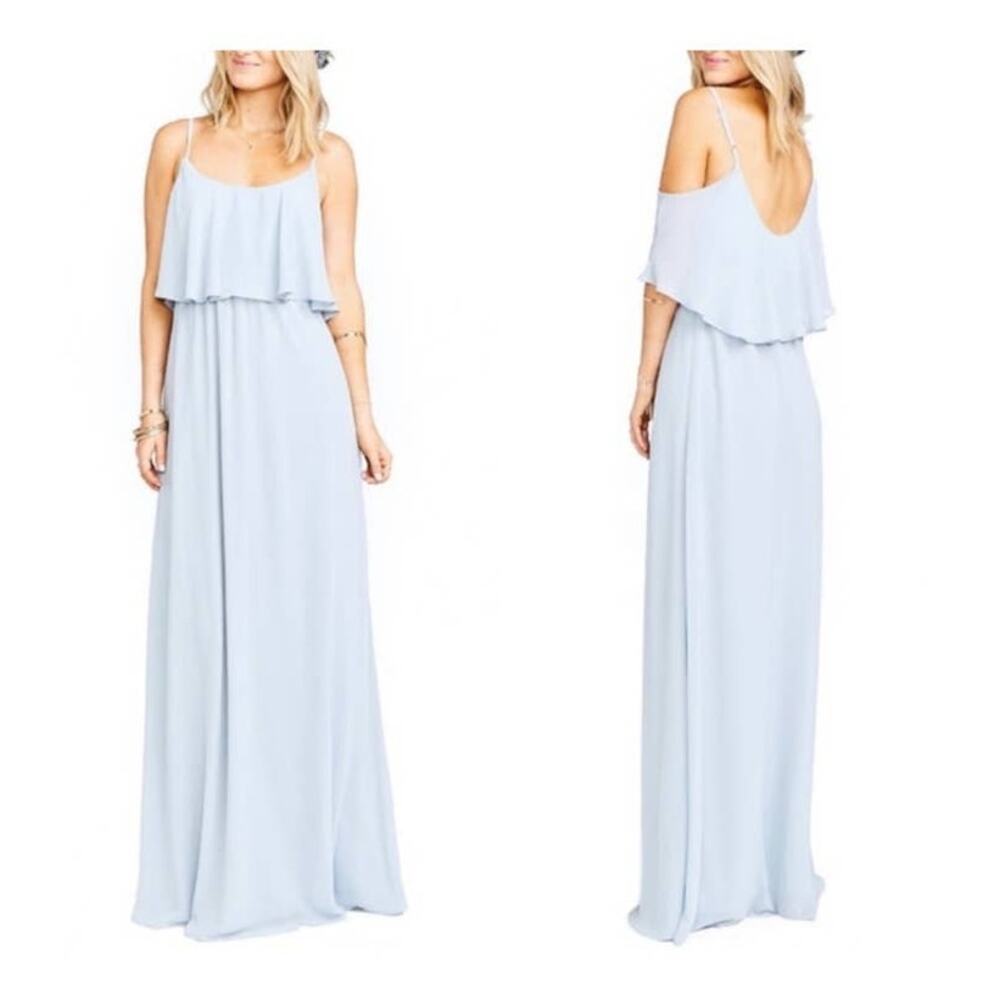 Show‎ Me Your MuMu Caitlin Ruffle Maxi Dress Icy Blue Small NWT
